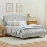 Diamond Tufted Complete Bed - Light Gray
