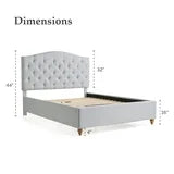 Diamond Tufted Complete Bed - Light Gray