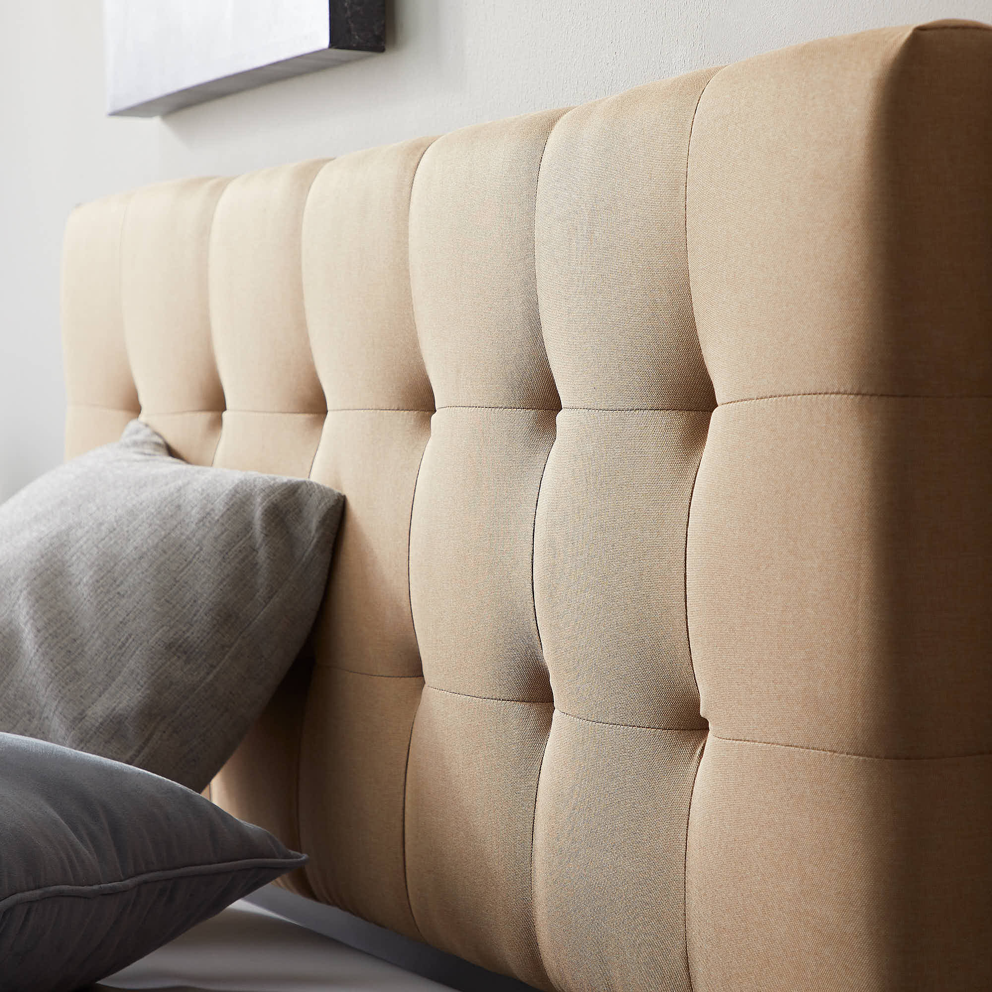 Tan deals tufted headboard